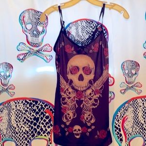 Jawbreaker skull tank top with lace back